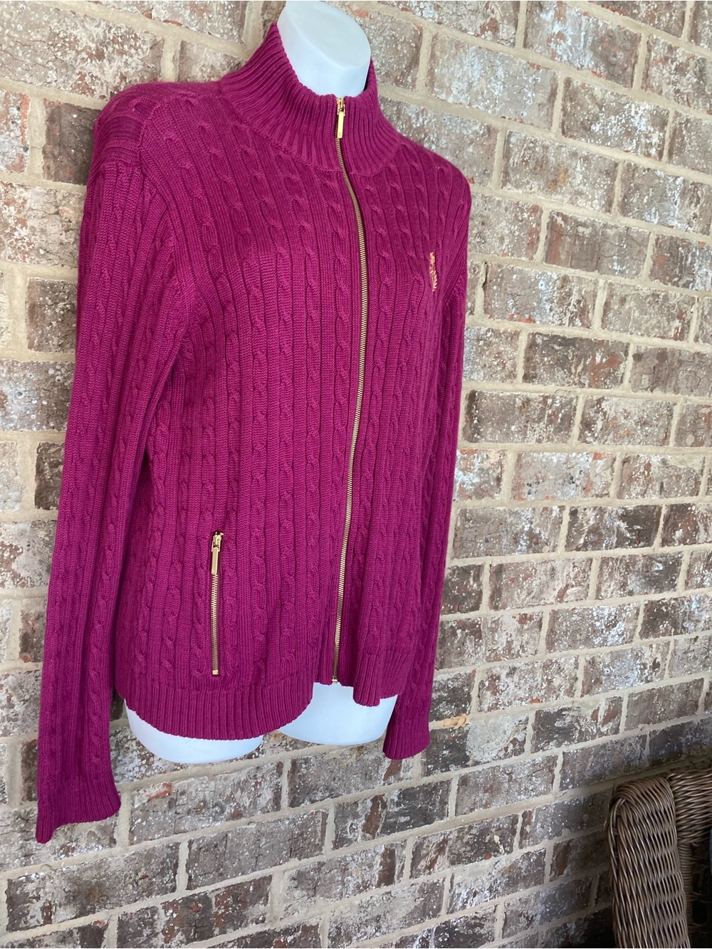 Ralph Lauren Knit Zip-Up Size Large Pockets - Picture 2 of 12